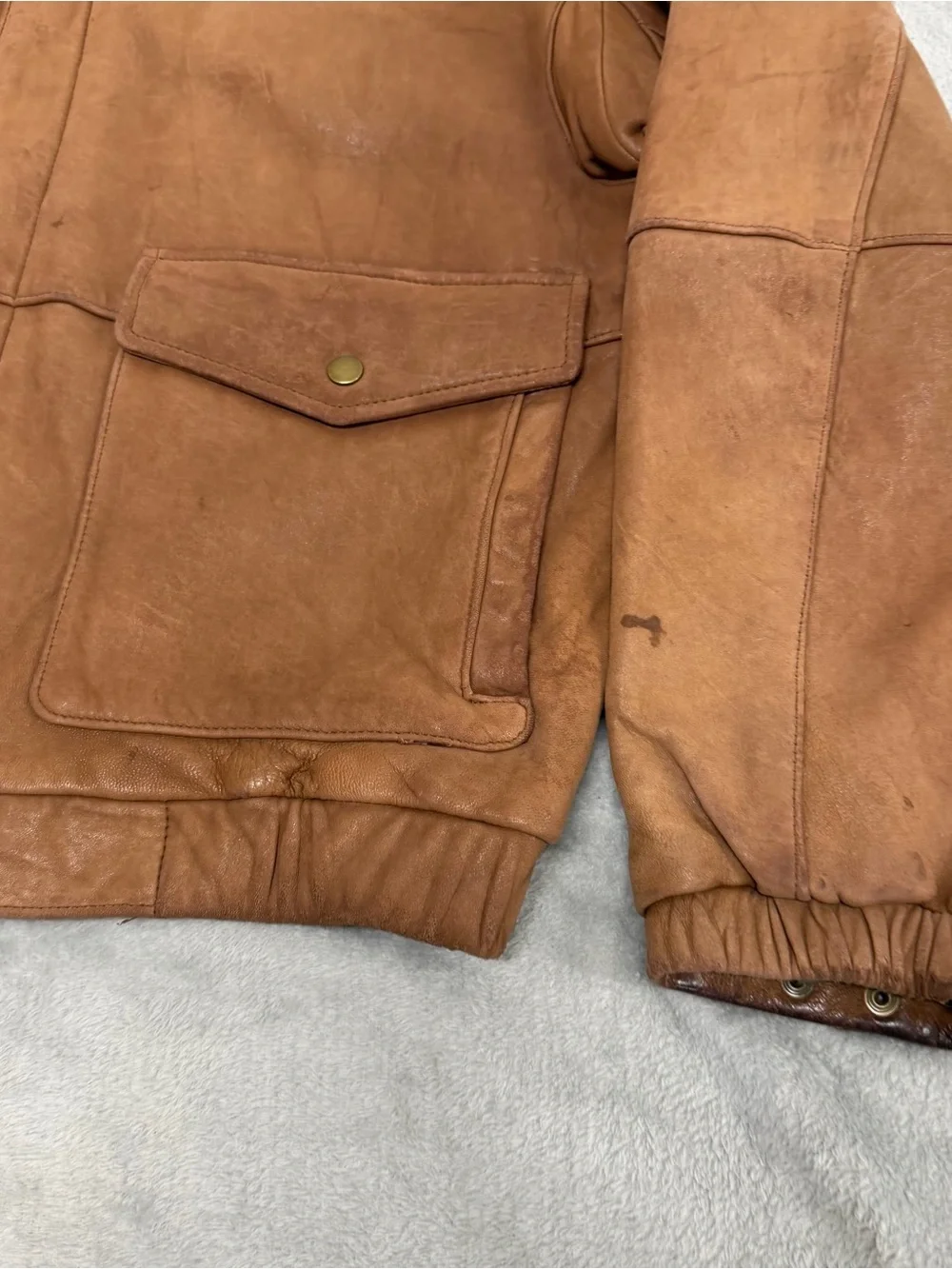 Vintage Eddie Bauer Brown Soft Leather Jacket Patina Broke-In Distressed Men’s L
